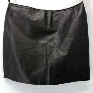 Theory Size 2 Leather Black Brown Chocolate Dark Brown Mini Skirt Miniskirt